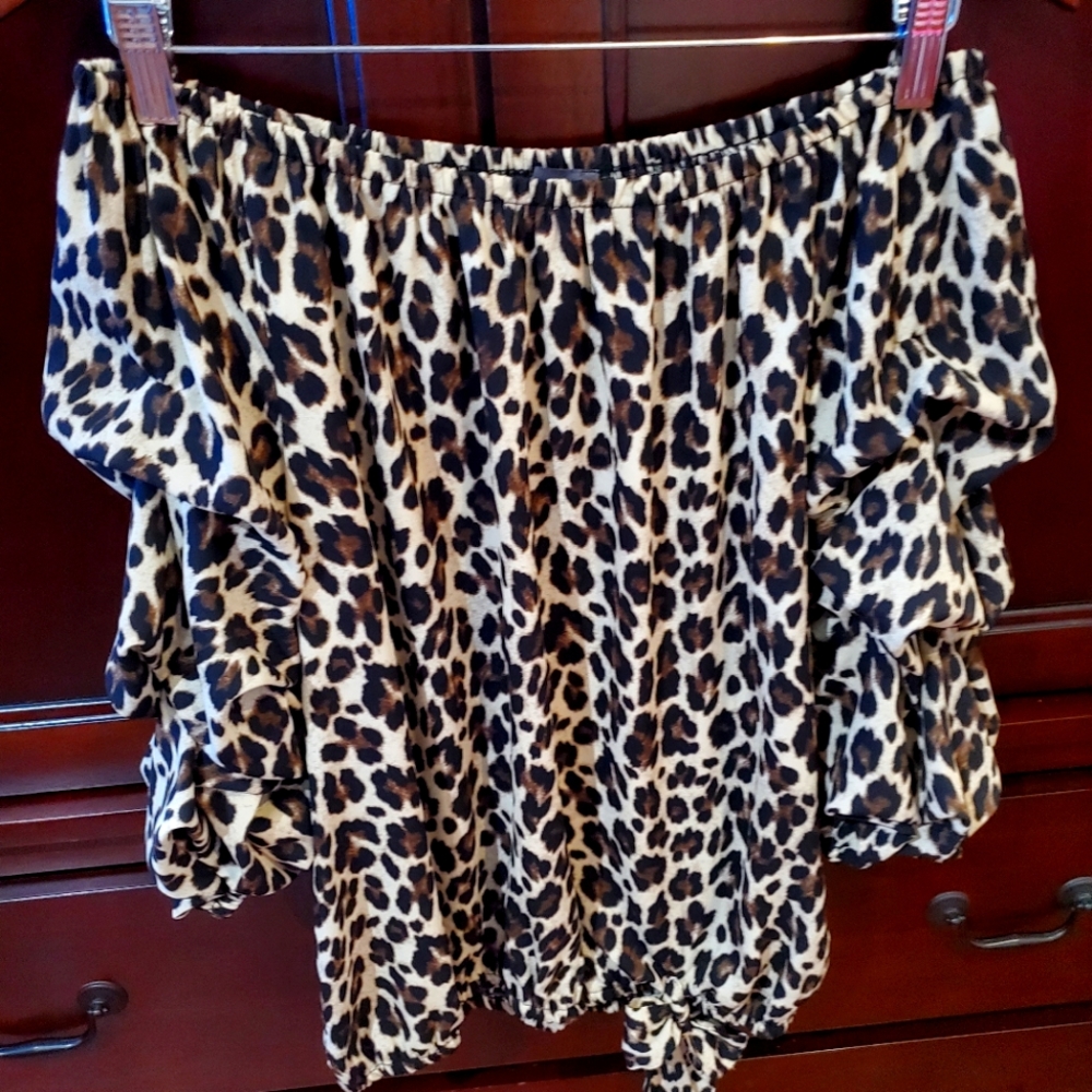 Leopard Off the Shoulder Blouse